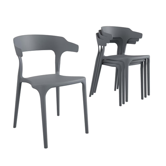 Novogratz Poolside Felix Stacking Dining Chairs, Indoor/Outdoor, 4-Pack, Charcoal